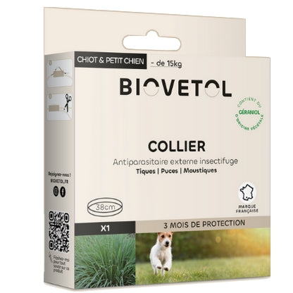 Biovetol Collier Antiparasitaire Chiot Et Petit Chien -15kg
