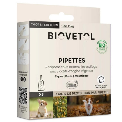 Biovetol Pipettes Antiparasitaire Chiot & Petit Chien - de 15kg