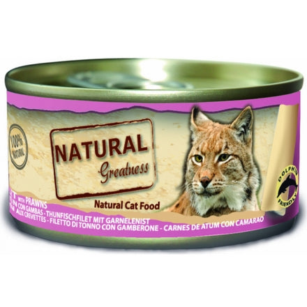 Natural Greatness Boîte Chat Filet De Thon Aux Crevettes 70g