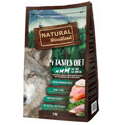 Natural Woodland Chien 4 Tastes Diet Poulet Frais, Dinde, Saumon Et Thon 2kg